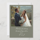 Green Simple Elegant Photo Wedding Invitation Kaart (Achterkant)
