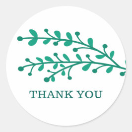 Green Simple Foliage Hartelijk dank Ronde Sticker