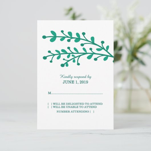 Green Simple Foliage RSVP (Staand voorkant)