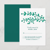 Green Simple Foliage RSVP Kaartje (Voorkant / Achterkant)