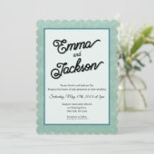 Green, Simple, Modern Wedding Invitation Kaart (Staand voorkant)