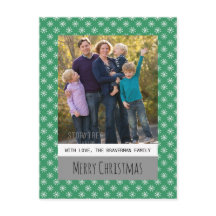 Green Simple Snowflake Holiday Photo Briefkaart