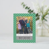 Green Simple Snowflake Holiday Photo Briefkaart (Staand voorkant)