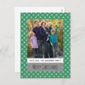 Green Simple Snowflake Holiday Photo Briefkaart (Voorkant / Achterkant)