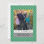 Green Simple Snowflake Holiday Photo Flat Kaart (Voorkant)