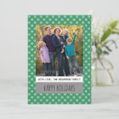 Green Simple Snowflake Holiday Photo Flat Kaart (Staand voorkant)