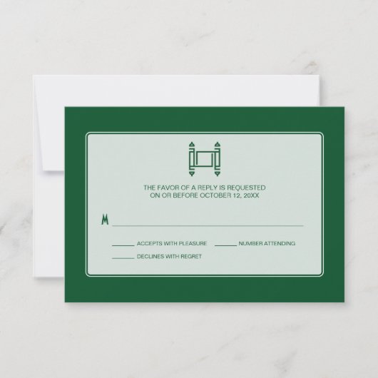 Green Simple Torah Bar Mitzvah RSVP (Voorkant)