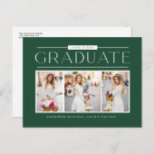 Green Simple Typography Photo Collage Afstuderen Briefkaart (Voorkant / Achterkant)