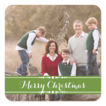 Green Simply Chic Holiday Foto Stickers