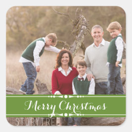 Green Simply Chic Holiday Foto Stickers