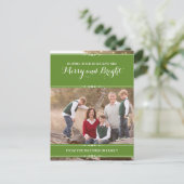 Green Simply Chic Holiday Photo Briefkaart (Staand voorkant)