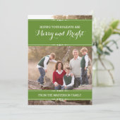 Green Simply Chic Holiday Photo Flat Kaart (Staand voorkant)