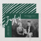 Green Simply Joyful Foto Feestdagenkaart (Voorkant / Achterkant)