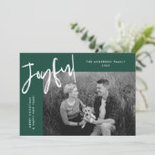 Green Simply Joyful Foto Feestdagenkaart (Staand voorkant)