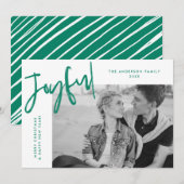 Green Simply Joyful Foto Feestdagenkaart (Voorkant / Achterkant)