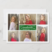 Green Six Photo Collage Custom Afstuderen Kaart (Voorkant)