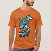 Green Skeleton Riding Skateboard Cool Graphic Mann T-shirt (Voorkant)
