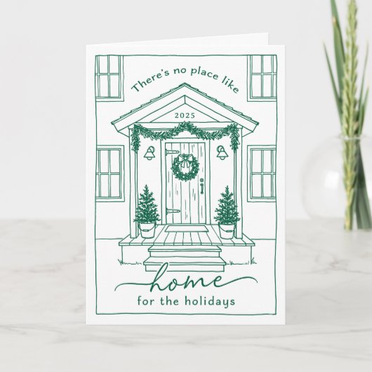 Green Sketch House Real Estate Client Holiday Card Feestdagen Kaart (Voorkant)