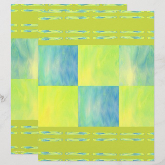 Green Skies Tiles Scrapbook Paper 2-Sided Page (Voorkant / Achterkant)