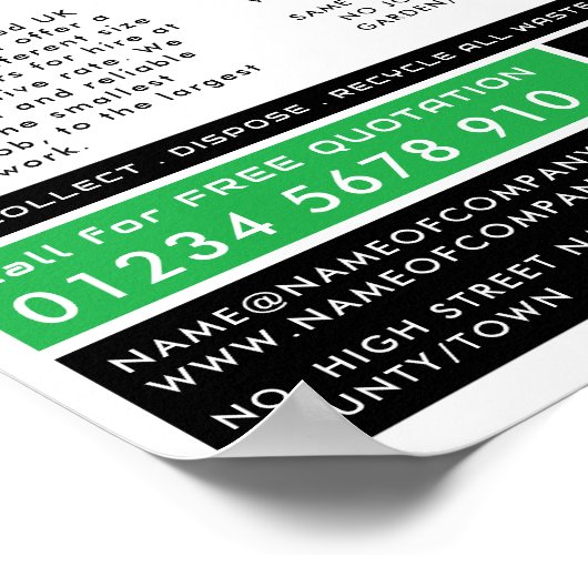 Green Skip, Skip/Dumpster Company Adverteren Poster (Hoek)