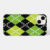 Green Skull Argyle Motif iPhone Hoesje (Achterkant horizontaal)