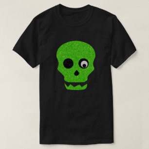 Green Skull Halloween Glitter T-Shirt