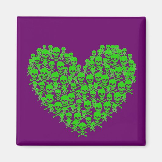 Green Skull Heart Magneet (Voorkant)