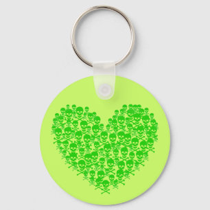 Green Skull Heart Sleutelhanger
