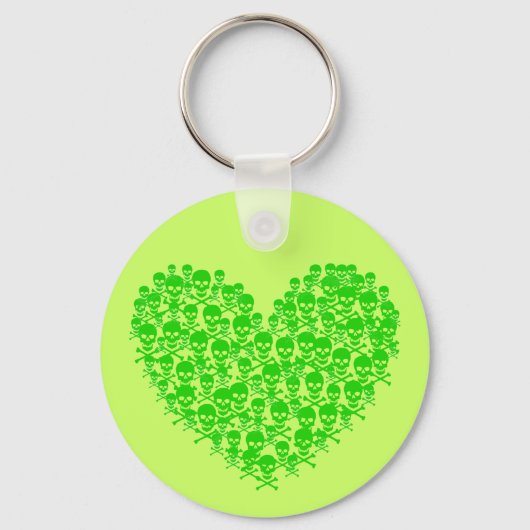 Green Skull Heart Sleutelhanger (Voorkant)