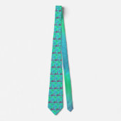 Green Skull Print Necktie met Tie Dye Background Stropdas (Voorkant)