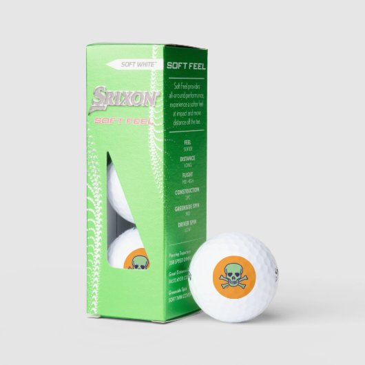 Green Skull sinaasappel Srixon Soft Feel golfballe Golfballen (Verpakking)