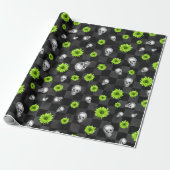 Green Skulls and Sunflower Series Design 10 Cadeaupapier (Uitgerold)