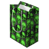 Green Skulls and Sunflower Series Design 2 Medium Cadeauzakje (Achterkant Gekanteld)