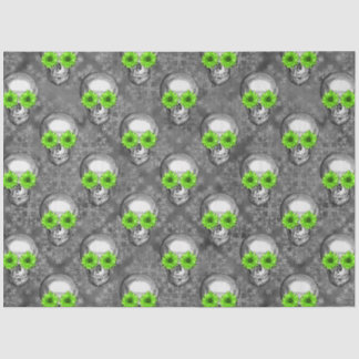 Green Skulls and Sunflower Series Design 5 Tissuepapier