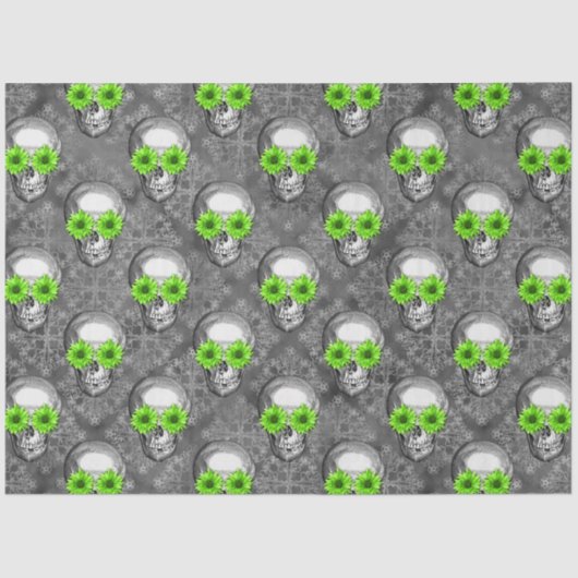 Green Skulls and Sunflower Series Design 5 Tissuepapier (Voorkant)