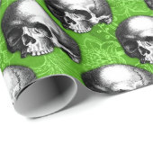 Green Skulls and Sunflower Series Design 6 Cadeaupapier (Rol Hoek)