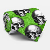 Green Skulls and Sunflower Series Design 6 Stropdas (Opgerold)