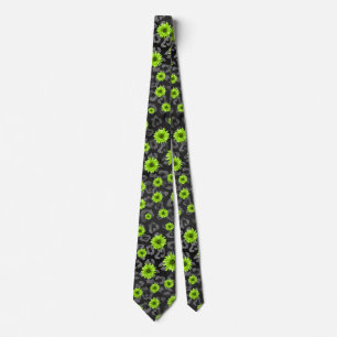 Green Skulls and Sunflower Series Design 7 Stropdas