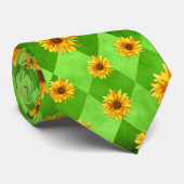 Green Skulls and Sunflower Series Design 8 Stropdas (Opgerold)
