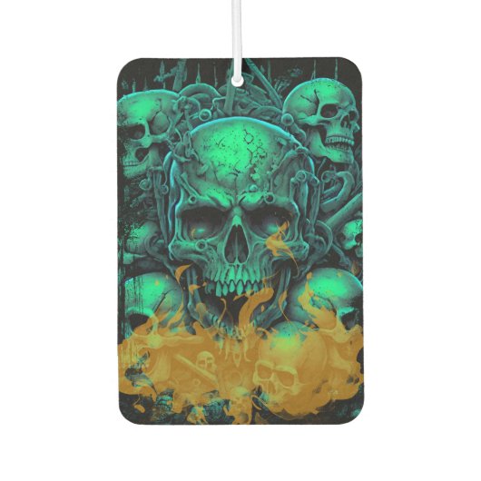 Green Skulls Flames Gothic Scary Lifestyle Luchtverfrisser (Voorkant)