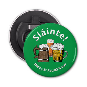 Green Sláinte HAPPY ST PATRICKS DAAG Button Flesopener