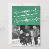 Green Slanted Chalkboard Holiday Photo Flat Kaart (Voorkant)