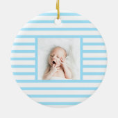 Green Sleepy Baby Dino | Baby Blue Stripe Modern Keramisch Ornament (Achterkant)