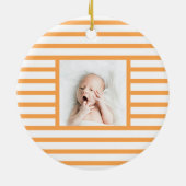 Green Sleepy Baby Dino | Oranje stripe Modern Keramisch Ornament (Achterkant)