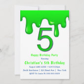 Green Slime 5th Birthday-uitnodigingen (Voorkant)