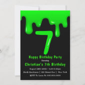 Green Slime 7th Birthday Invitations (Voorkant)