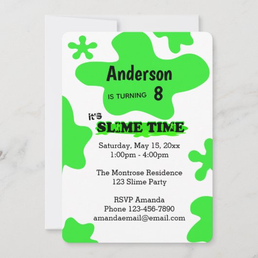 Green Slime Birthday Kaart (Voorkant)