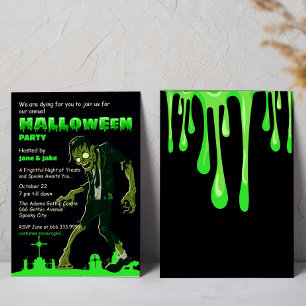 Green Slime Cemetery Zombie Halloween Adult Party Kaart