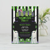 Green Slime Halloween Ghost Kostuumfeest Kaart (Staand voorkant)