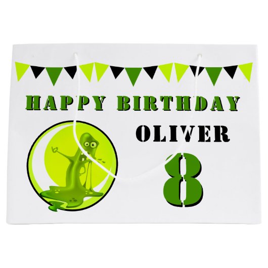 Green Slime Monster Funny Kind Birthday Groot Cadeauzakje (Voorkant)